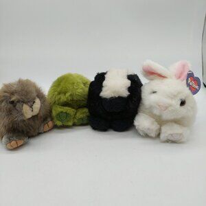 Puffkins Plush Skunk Squirrel Rabbit & Turtle Lot Of 4 Stuffed 4"